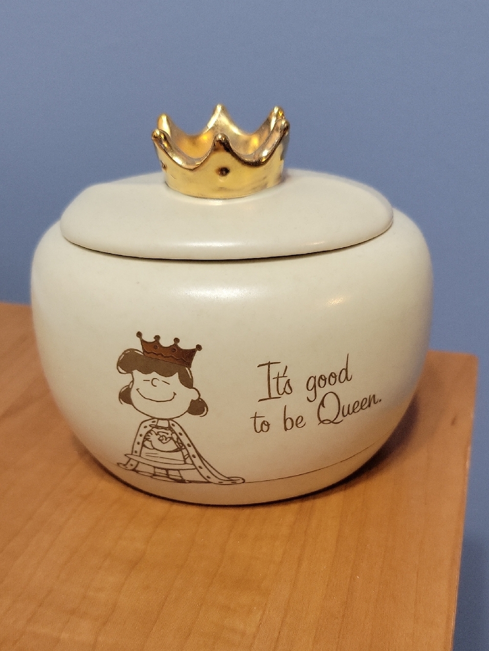 Hallmark Lucy Trinket Jar with Gold Crown Lid